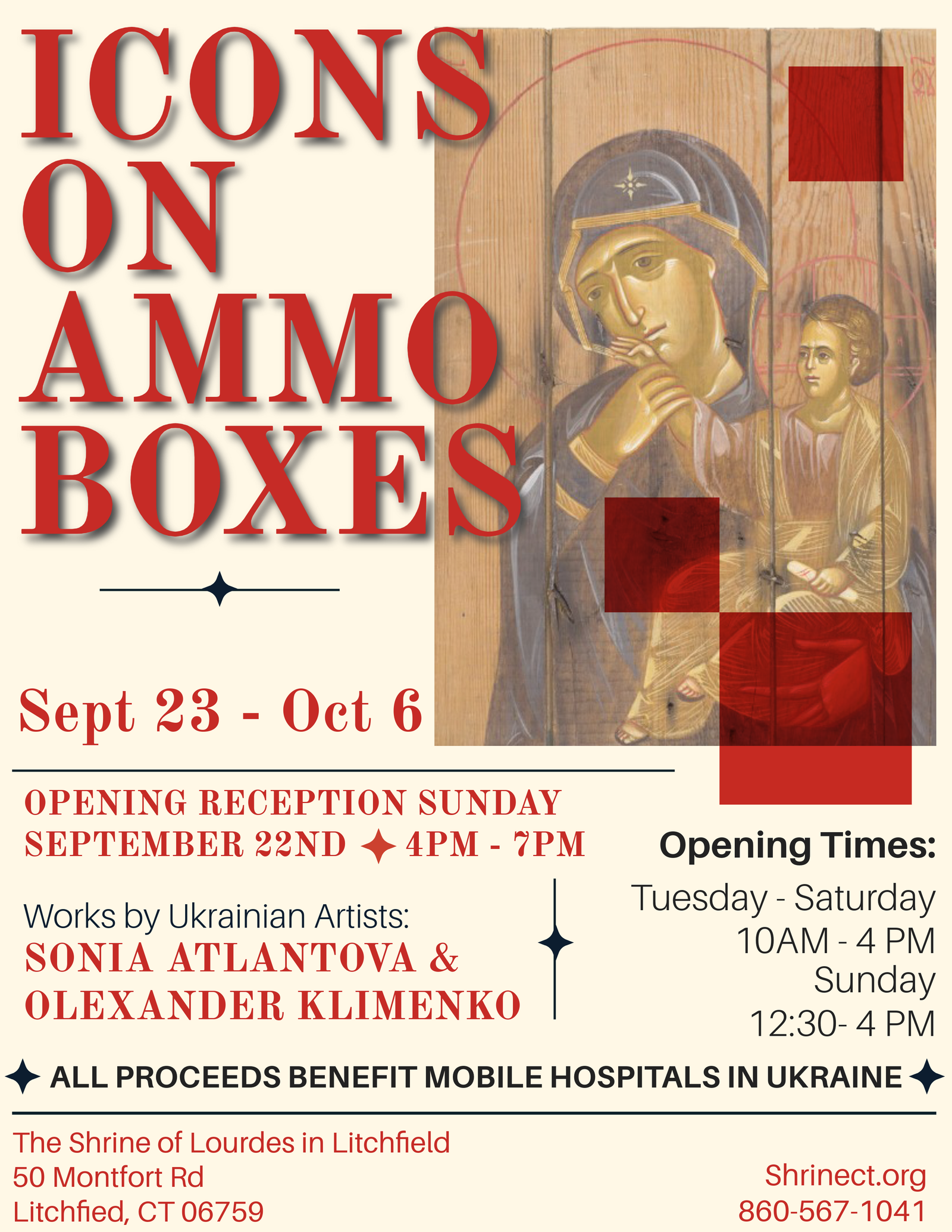 Icons on Ammo Boxes Exhibit at Lourdes in Litchfield